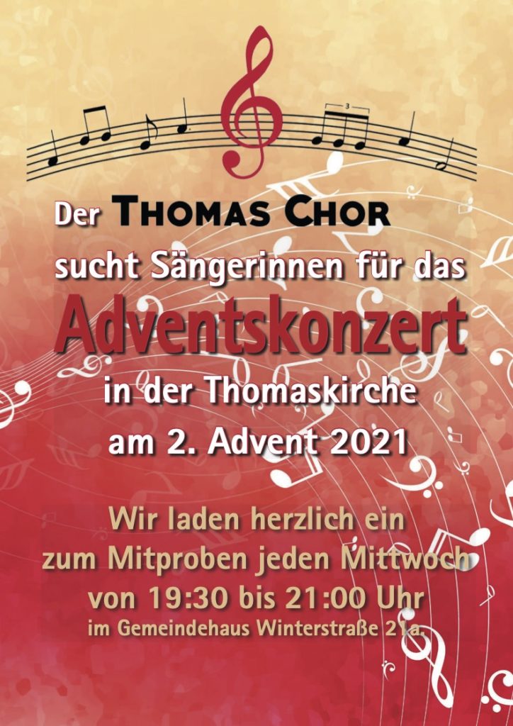 Der ThomasChor sucht Sängerinnen für das Adventskonzert