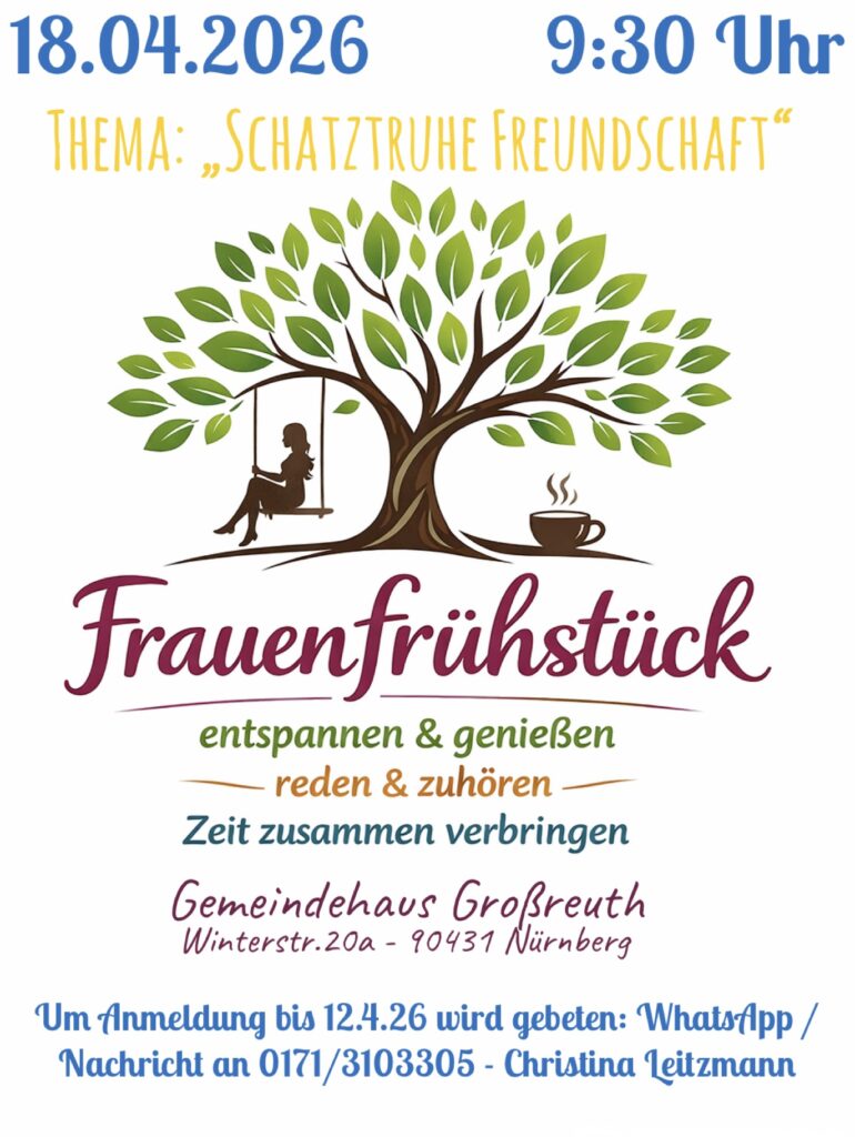 Frauenfrühstück am 18.04.2026 um 9:30 Uhr im Gemeindehaus der Thomaskirche zum Thema "Schatztruhe Freundschaft"
